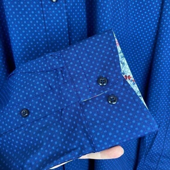 Guide London Blue Print Premium Button Shirt XL - Picture 4 of 6